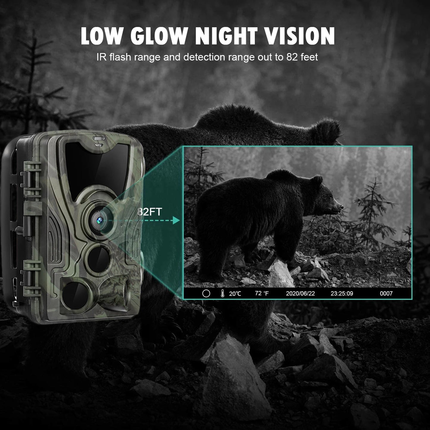 Outdoor 24MP 1080P Hunting Camera 5000 MAh Lithium Battery Night Vision Observation Camera Farm Orchard Home Security Camera
