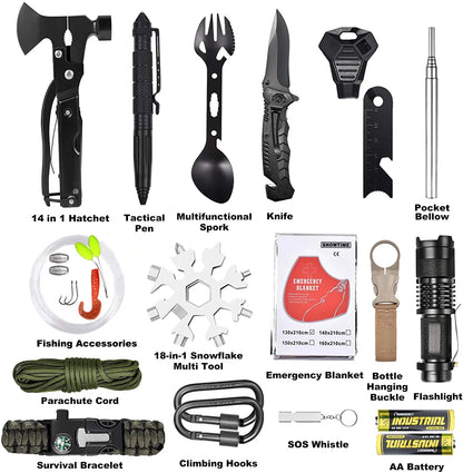 30 In 1 Emergency Survival Kit Military Outdoor Gear Equipment First Aid Supplies for SOS Tactical Travel Hiking Hunting Camping