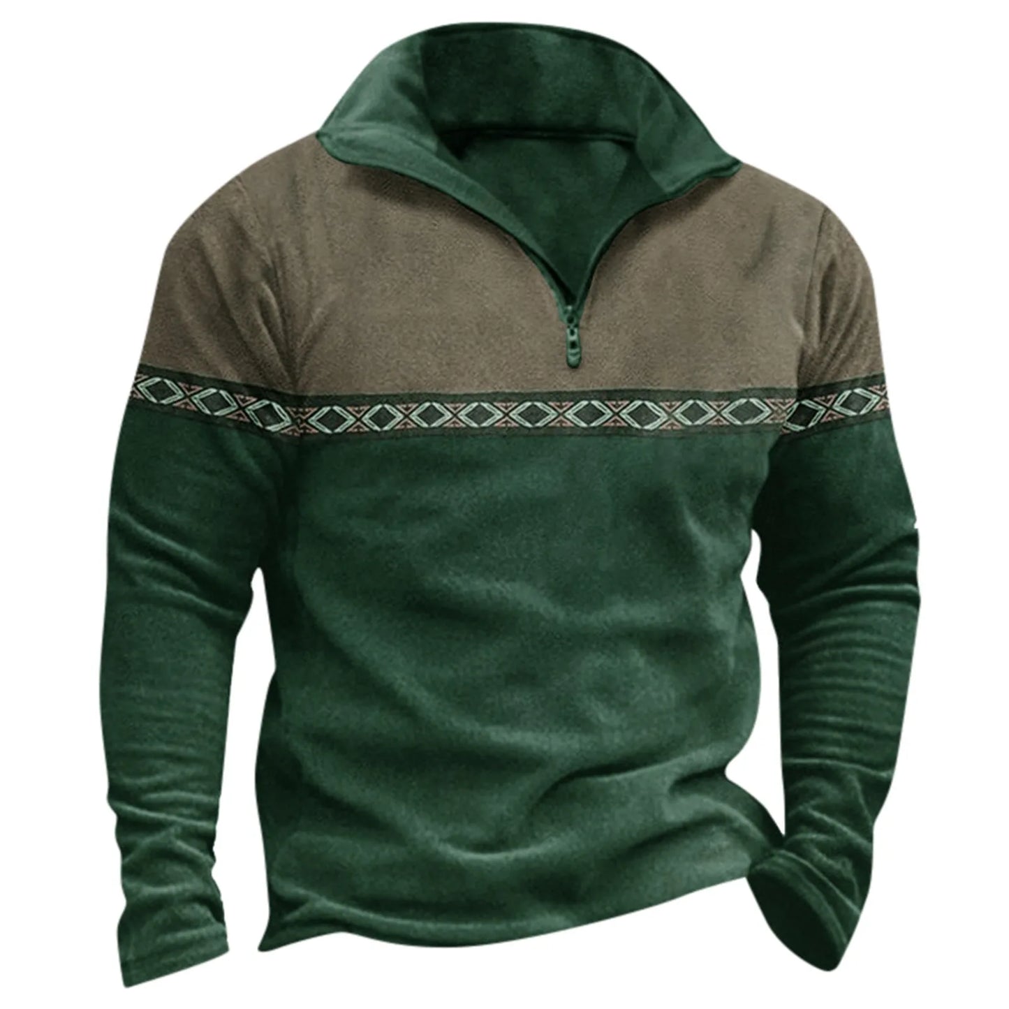 Retro Sweatshirt For Men Quarter Zip Up Lapel Long Sleeve Polo Sweetshirts Western Ethnic Pullover Lightweight Harajuku Sudadera