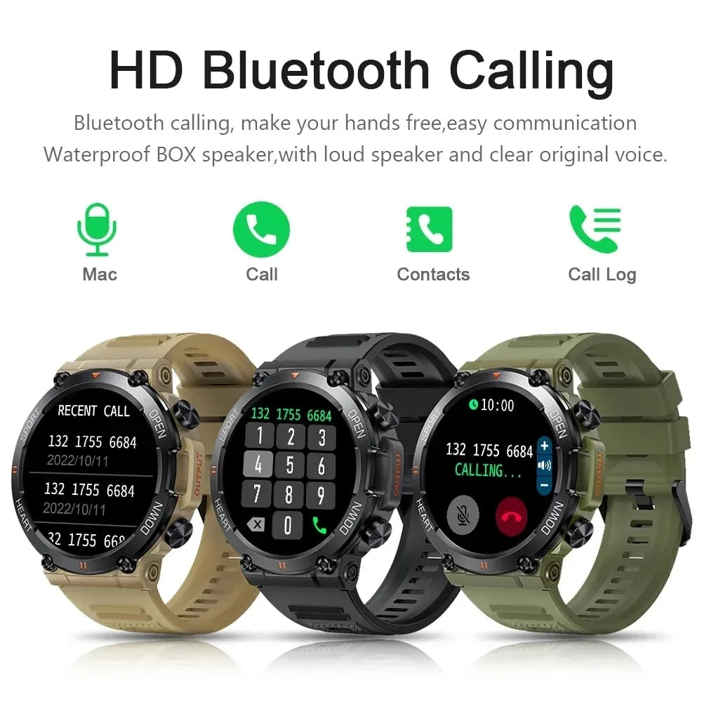 2023 New Smart Watch Men Military Health Monitor 1.39'' Bluetooth Call Fitness Waterproof Sport Smartwatch for IOS Android Phone