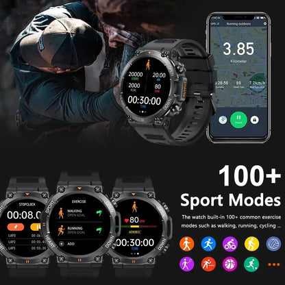 2023 New Smart Watch Men Military Health Monitor 1.39'' Bluetooth Call Fitness Waterproof Sport Smartwatch for IOS Android Phone