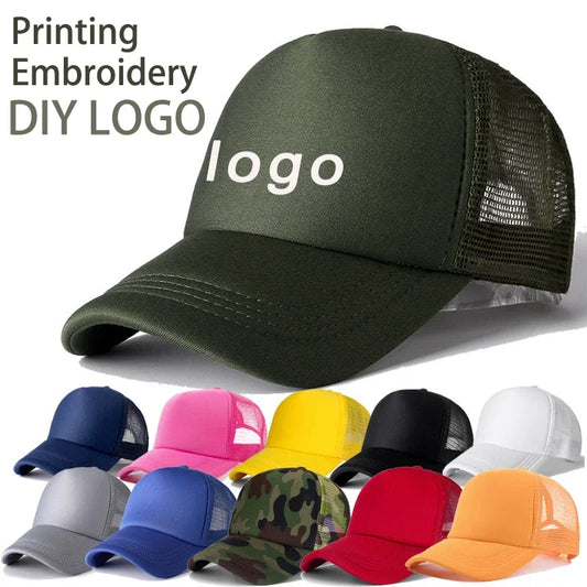 Custom Brand LOGO Personality DIY Print Trucker Hat For Kids Net Baseball Cap Men Women Blank Mesh Adjustable Sun Hat Visor